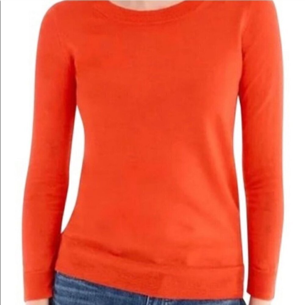 J.Crew Tippi Orange Merino Wool Sweater Long Sleeve Crew Neck Size XS